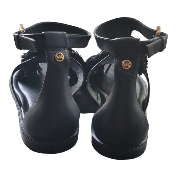 Michael Kors Gallagher Thong Sandals Womens Size 8.5M Black Leather T-Strap - Picture 4 of 7